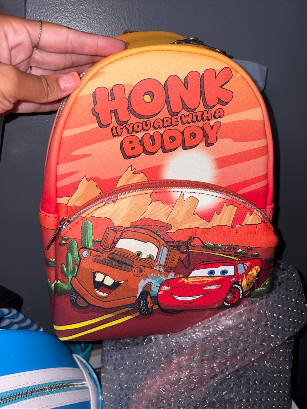 Loungefly Orange & Red 'Cars' Mini Backpack - Honk If You Are With a Buddy
